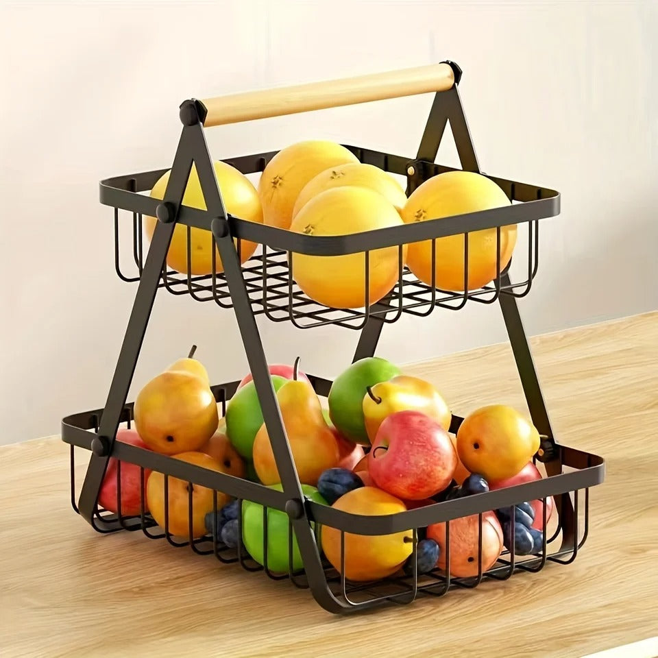 Organizador frutero de doble nivel de metal