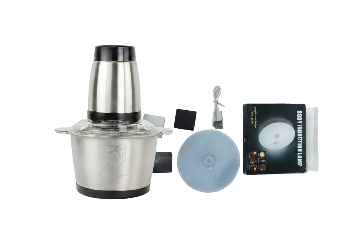Picadora eléctrica de 2 velocidades de acero inoxidable con luz LED nocturna de regalo