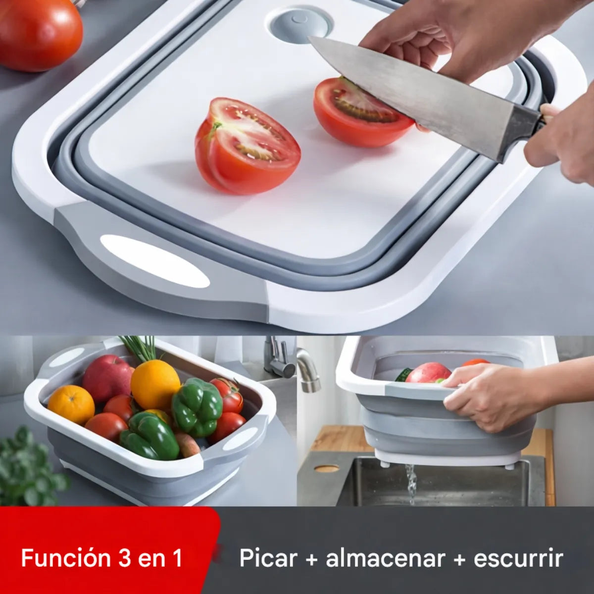 Tabla Colador Gris 2 en 1