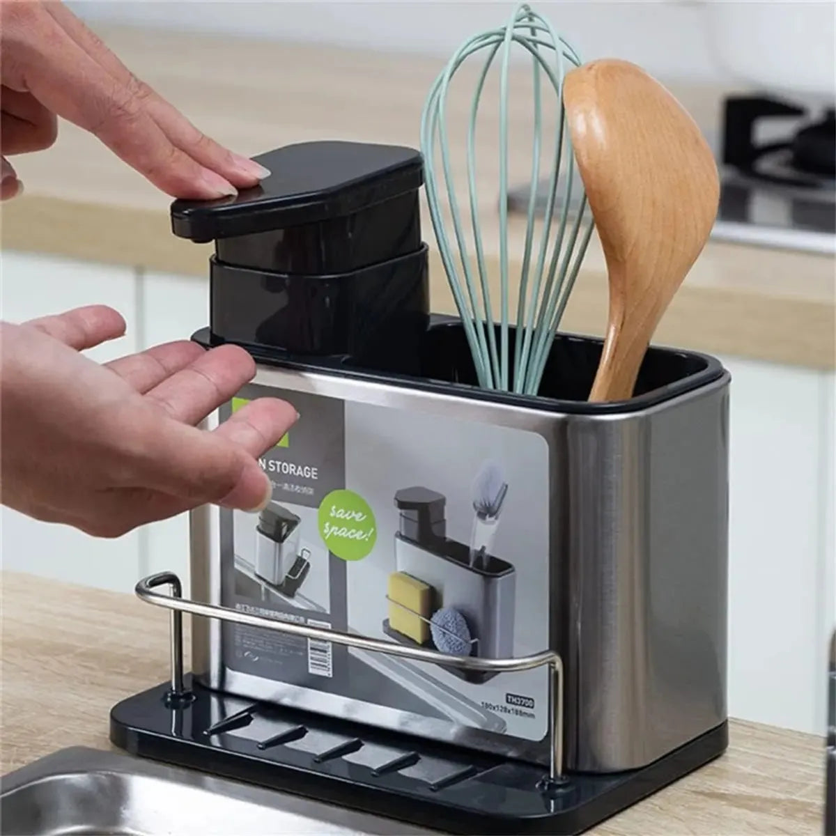 Fregadero Sin Caos: Organizador 2 en 1 de Acero Inoxidable