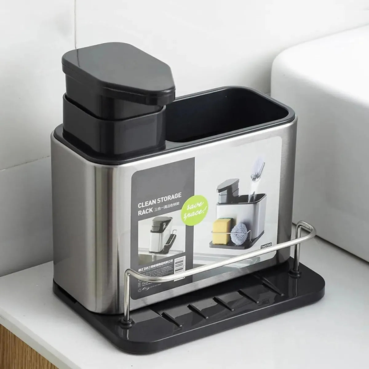 Fregadero Sin Caos: Organizador 2 en 1 de Acero Inoxidable