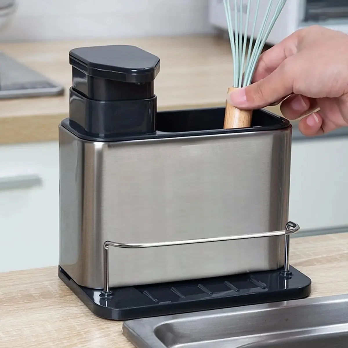 Fregadero Sin Caos: Organizador 2 en 1 de Acero Inoxidable