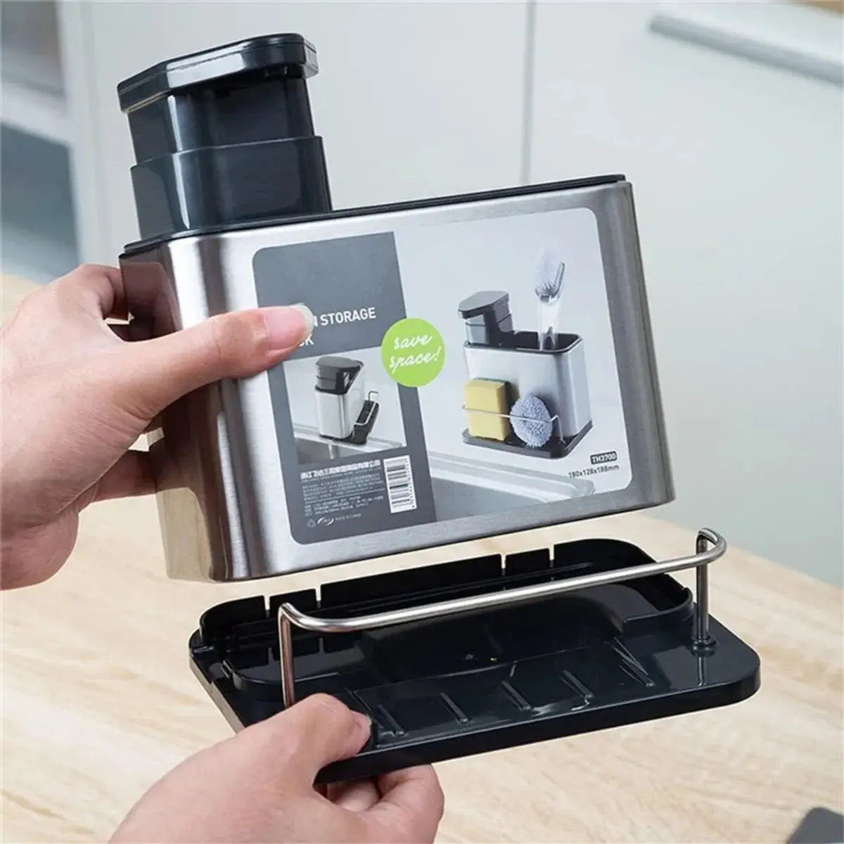 Fregadero Sin Caos: Organizador 2 en 1 de Acero Inoxidable
